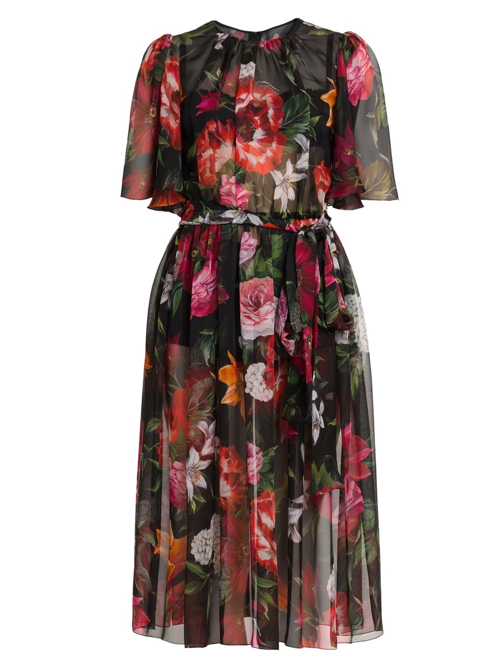 Dolce & Gabbana Black Floral Midi Dress